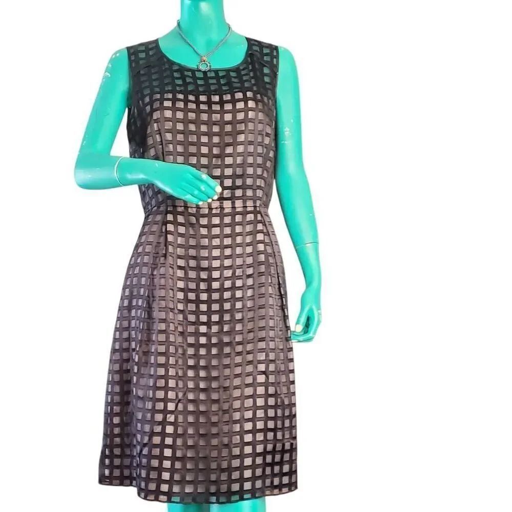 Calvin Klein Sleeveless Black Sheer Overlay Fit & Flare Dress Size 12